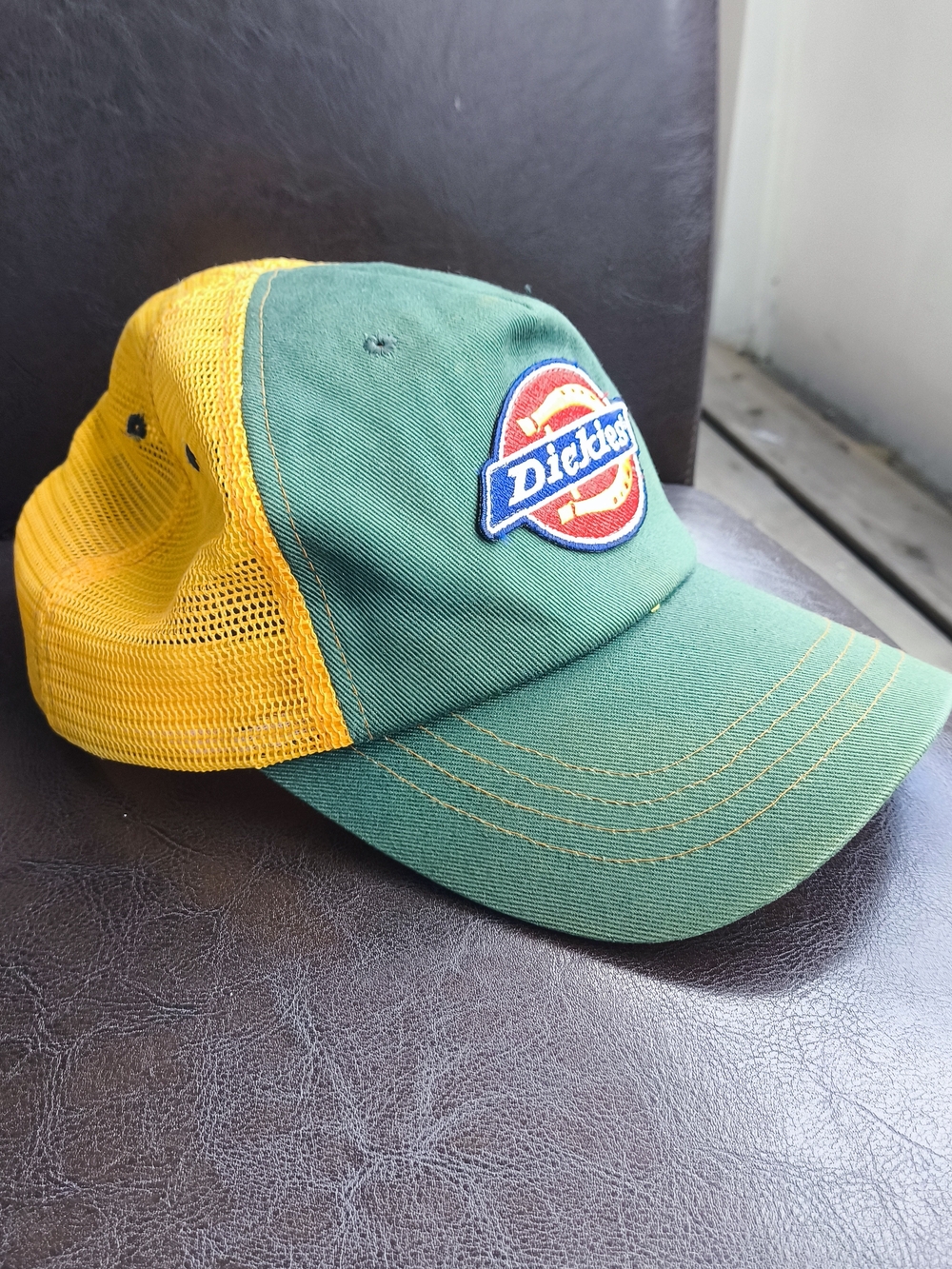 Vintage Dickies Yellow & Green Mesh Trucker Hat EUC Washed Cleaned One Size